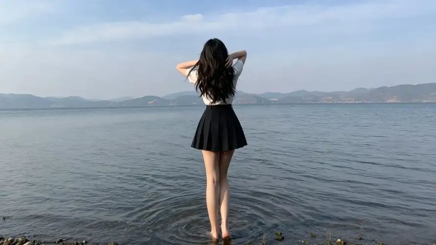 4k图片壁纸 - 好看 - 少女 - 水边「哲风壁纸」