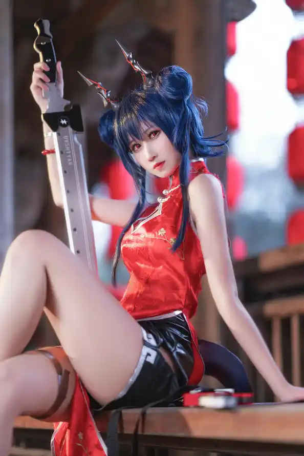 4k刀剑壁纸 - 短裤 - 美女 - 蓝发「哲风壁纸」