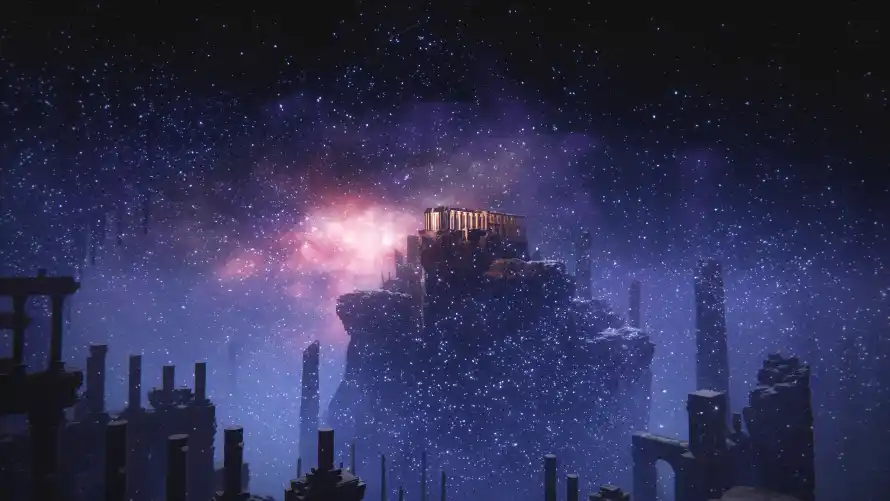 4k夜晚壁纸 - 夜空 - 废墟 - 星云「哲风壁纸」