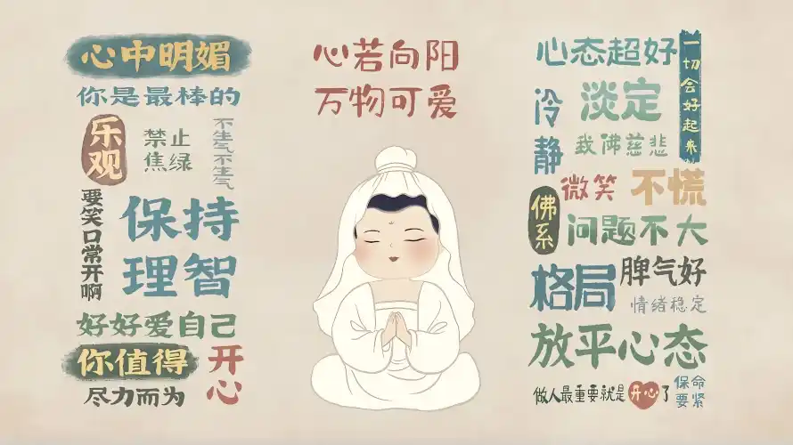 3k不慌壁纸-卡通观音 - 乐观-放平心态热门的壁纸「哲风壁纸」