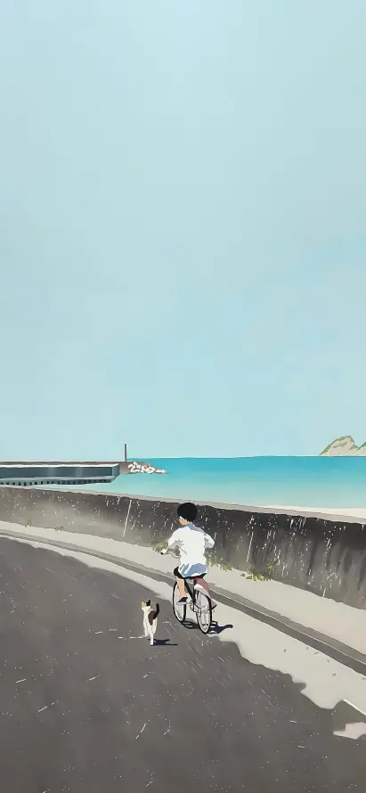 4k公路壁纸 - 夏日 - 大海 - 小狗「哲风壁纸」
