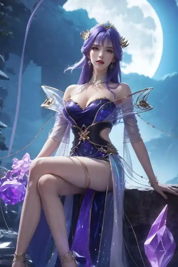 4k长发壁纸 - 夜晚 - 美女 - 动漫「哲风壁纸」