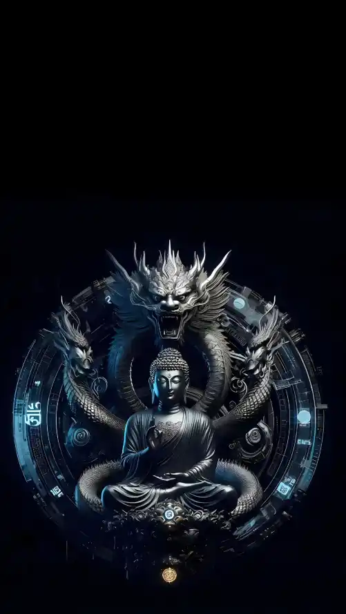 4k佛像壁纸 - 龙 - 冷光 - 国风「哲风壁纸」