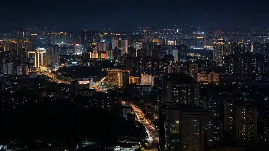 4k俯瞰壁纸 - 城市 - 夜晚 - 夜景「哲风壁纸」
