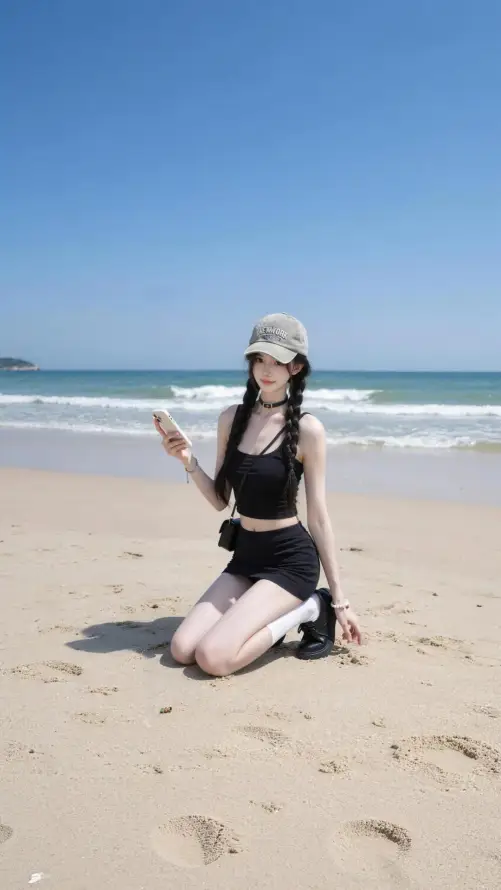 4k海边壁纸 - 手机 - 美女 - 蓝天「哲风壁纸」