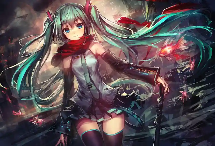 4k动漫壁纸 - 少女 - 插画 - 绿发「哲风壁纸」