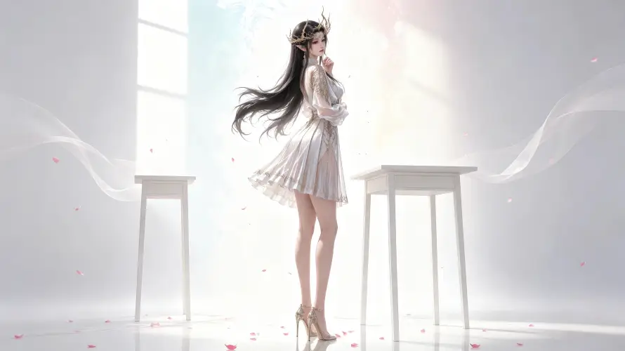 3k白裙壁纸-二次元和美女-白色空间热门的壁纸「哲风壁纸」