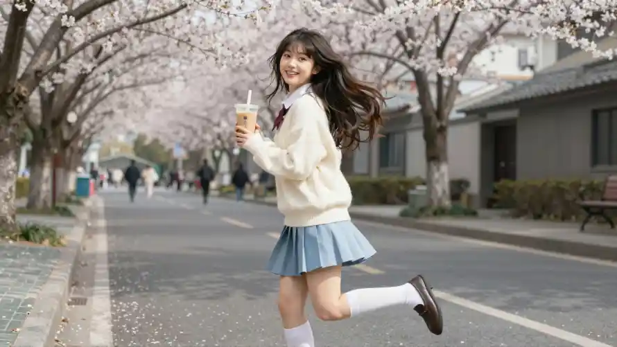 2k奔跑壁纸-小皮鞋 - 奶茶-jk制服壁纸分享「哲风壁纸」