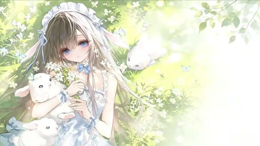 4k兔子壁纸 - 兔耳 - 少女 - 清新「哲风壁纸」