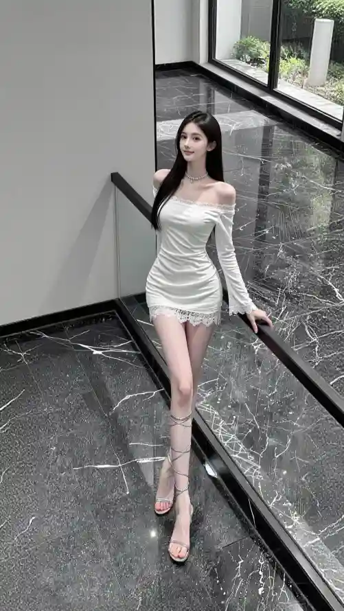 4k好看壁纸 - 室内 - 楼梯 - 美女「哲风壁纸」