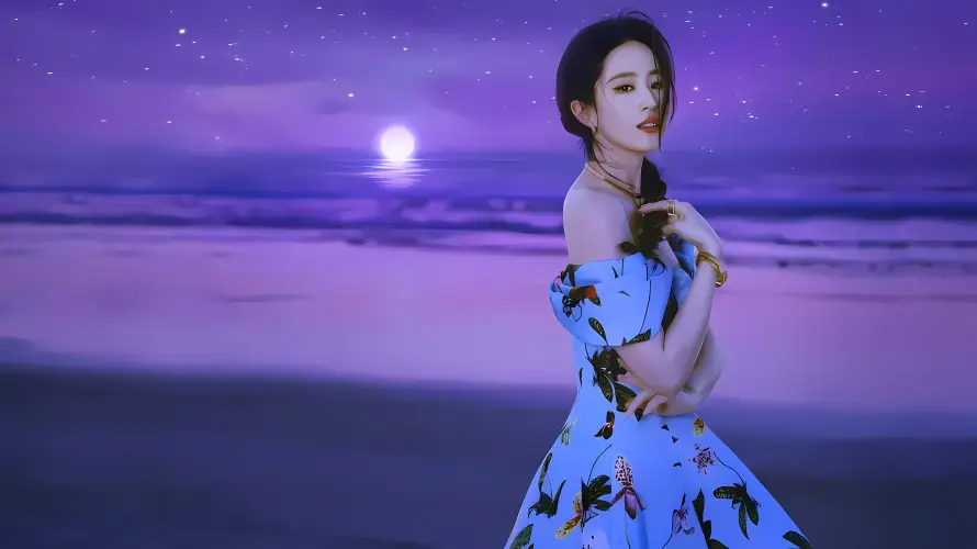 4k长发壁纸 - 项链 - 星空 - 海边「哲风壁纸」