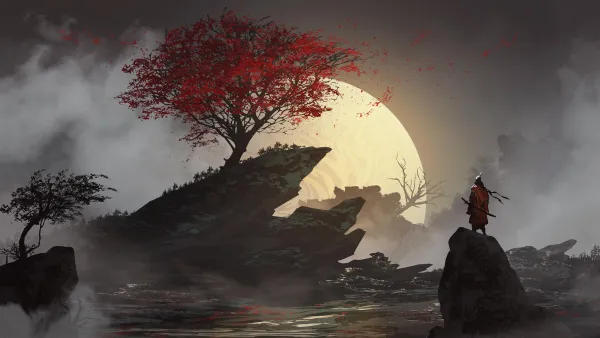 4k月亮壁纸 - 武士 - 武士刀 - 数字艺术「哲风壁纸」 4k月亮壁纸 - 武士 - 武士刀 - 数字艺术「哲风壁纸」