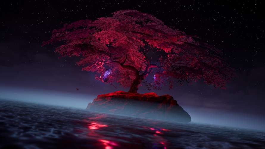 2k夜空壁纸-樱桃树与粉色）-紫色的热门的壁纸「哲风壁纸」
