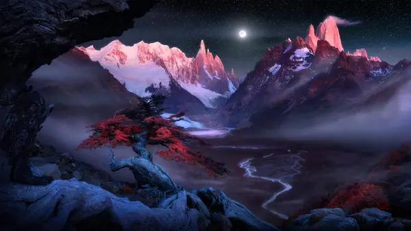 4k夜晚壁纸 - 山 - 树 - 河「哲风壁纸」 4k夜晚壁纸 - 山 - 树 - 河「哲风壁纸」