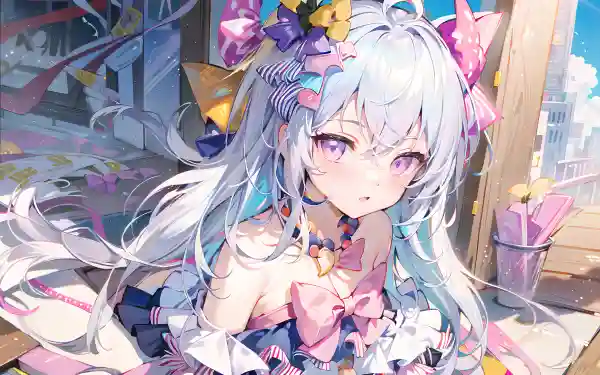 4k领结壁纸 - 动漫女孩 - 白色的头发 - wallpaper「哲风壁纸」 4k领结壁纸 - 动漫女孩 - 白色的头发 - wallpaper「哲风壁纸」