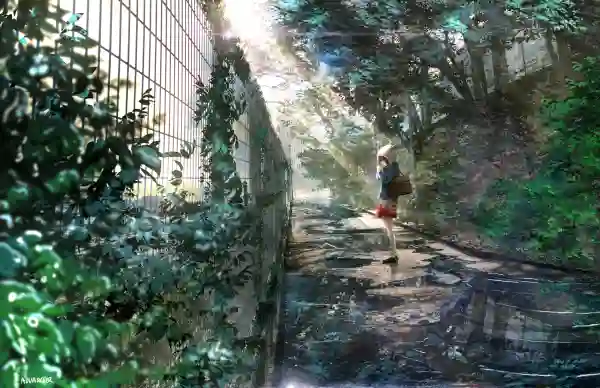 4k反射壁纸-动漫女孩和水坑-壁纸分享「哲风壁纸」