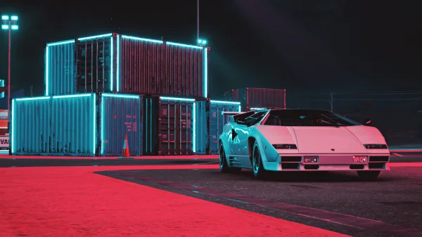 2k夜晚壁纸-红色的与车-意大利汽车热门的壁纸「哲风壁纸」