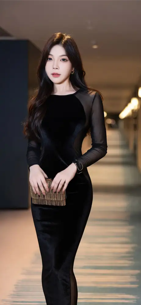 《写真》手机壁纸-美女壁纸-黑丝连衣裙「哲风壁纸」