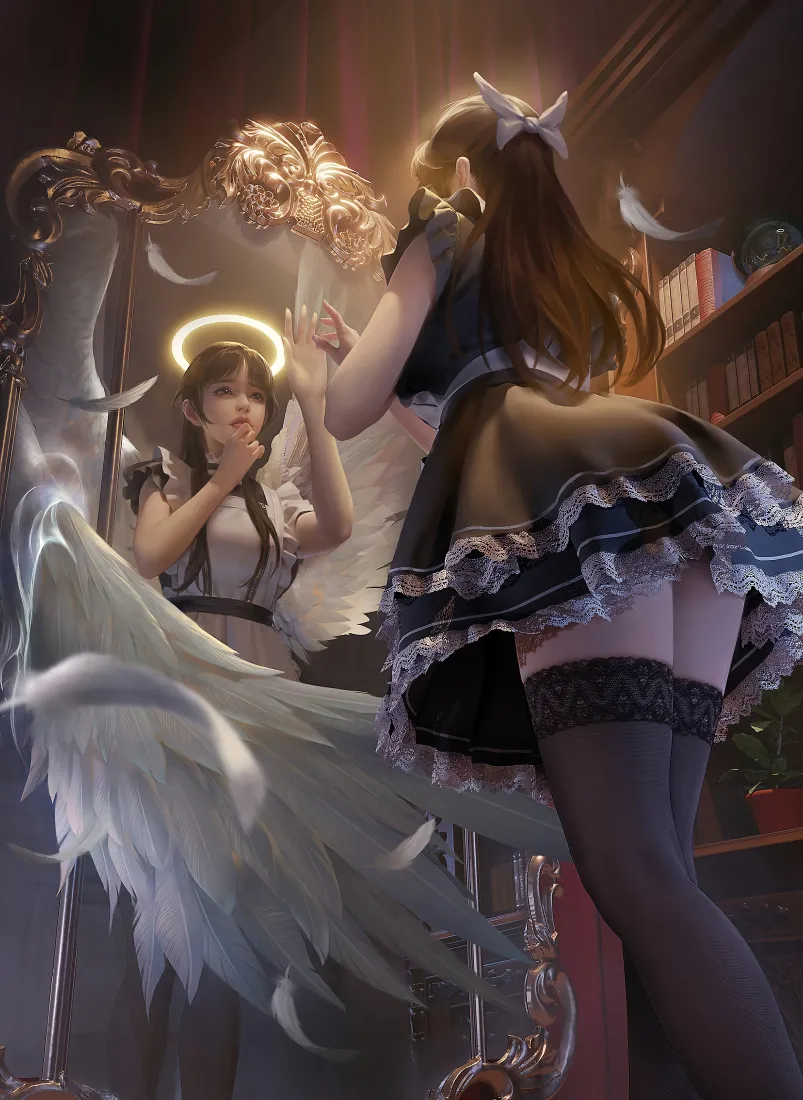 《丝袜》手机壁纸-天使背景图片 - 美图合集「哲风壁纸」