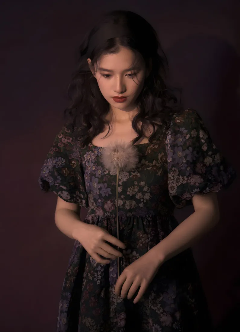 《张婧仪》手机壁纸-油画风壁纸碎花裙「哲风壁纸」