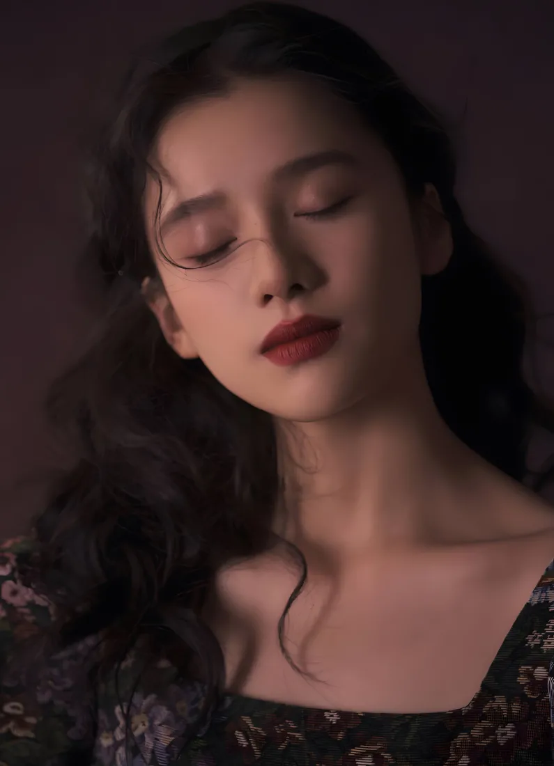 《张婧仪》手机壁纸-油画风背景图片碎花裙「哲风壁纸」