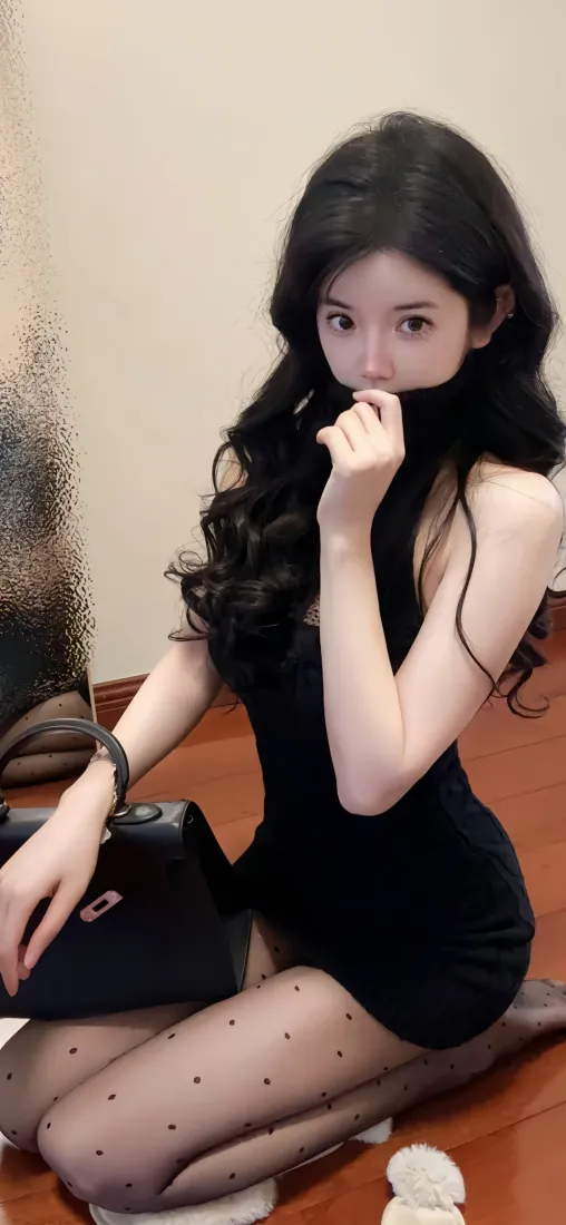 黑丝美女跪姿性感写真壁纸｜时尚美女「哲风壁纸」