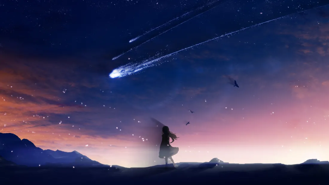 3k星空下的动漫人物壁纸｜唯美夜空背景图片「哲风壁纸」
