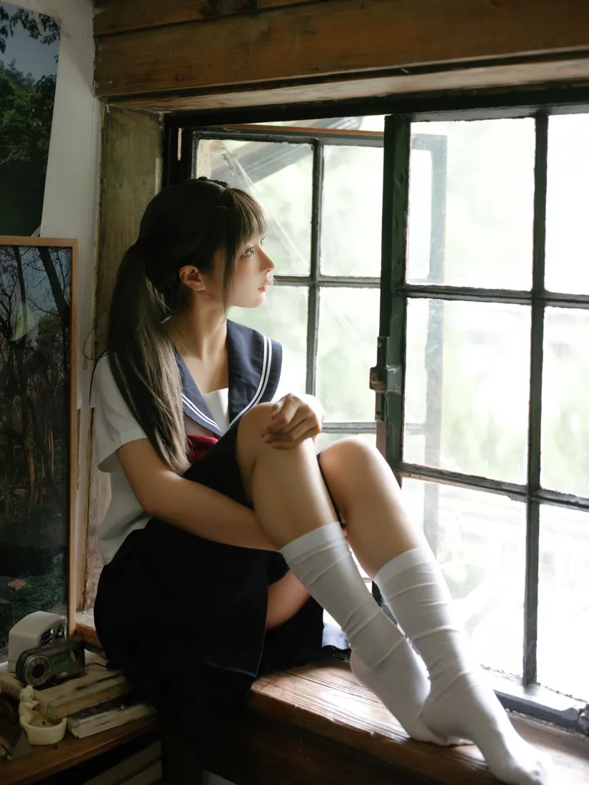 jk美女手机壁纸｜窗边jk少女背景图片 - 唯美「哲风壁纸」
