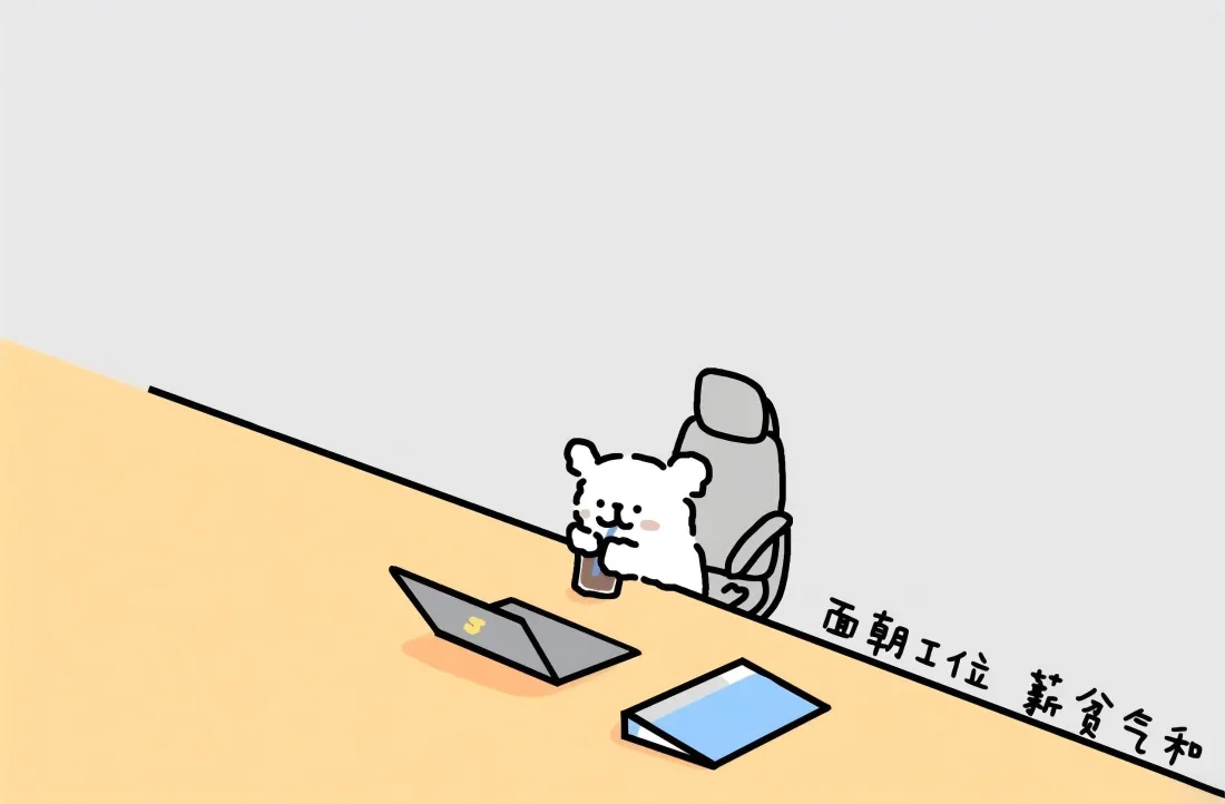 3k打工人文字壁纸｜线条小狗办公背景图片「哲风壁纸」