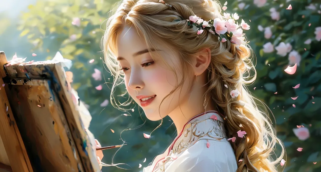 2k清纯美女画画特写背景图片 - 唯美风「哲风壁纸」