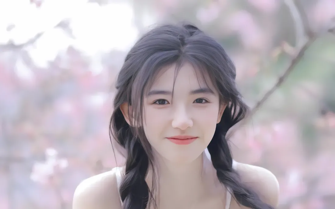 5k美人壁纸｜春日背景图片 - 长发少女「哲风壁纸」