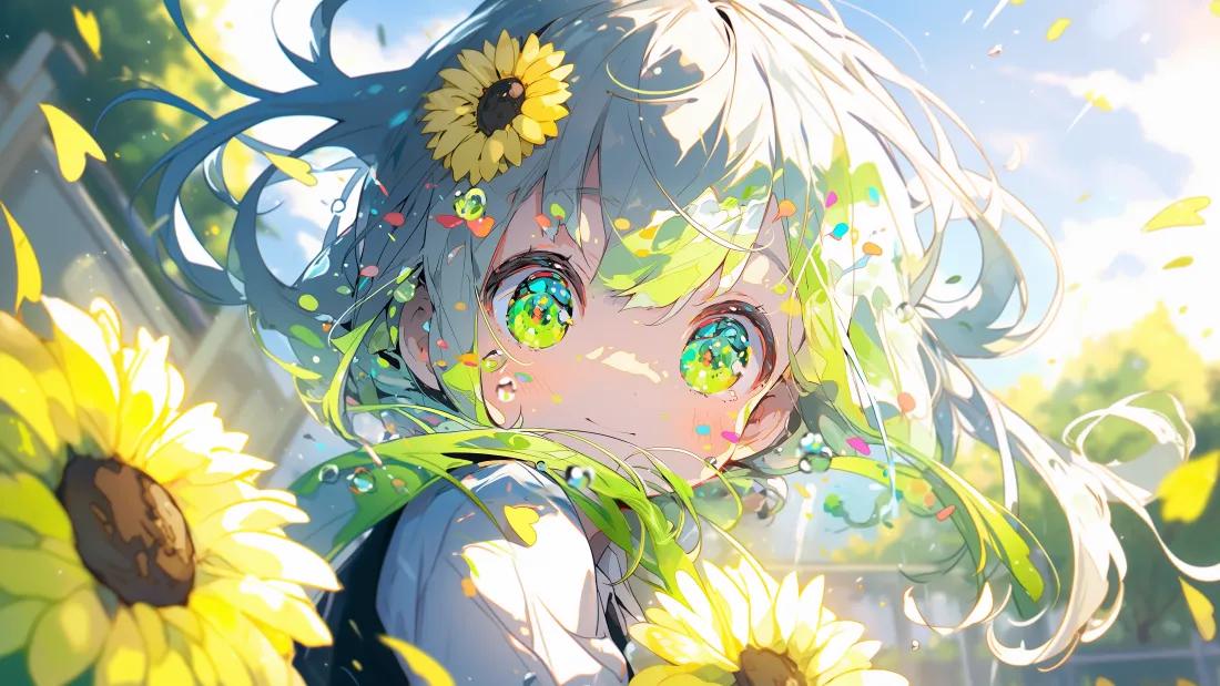 4k少女动漫壁纸｜向日葵背景图片 - 唯美画面「哲风壁纸」