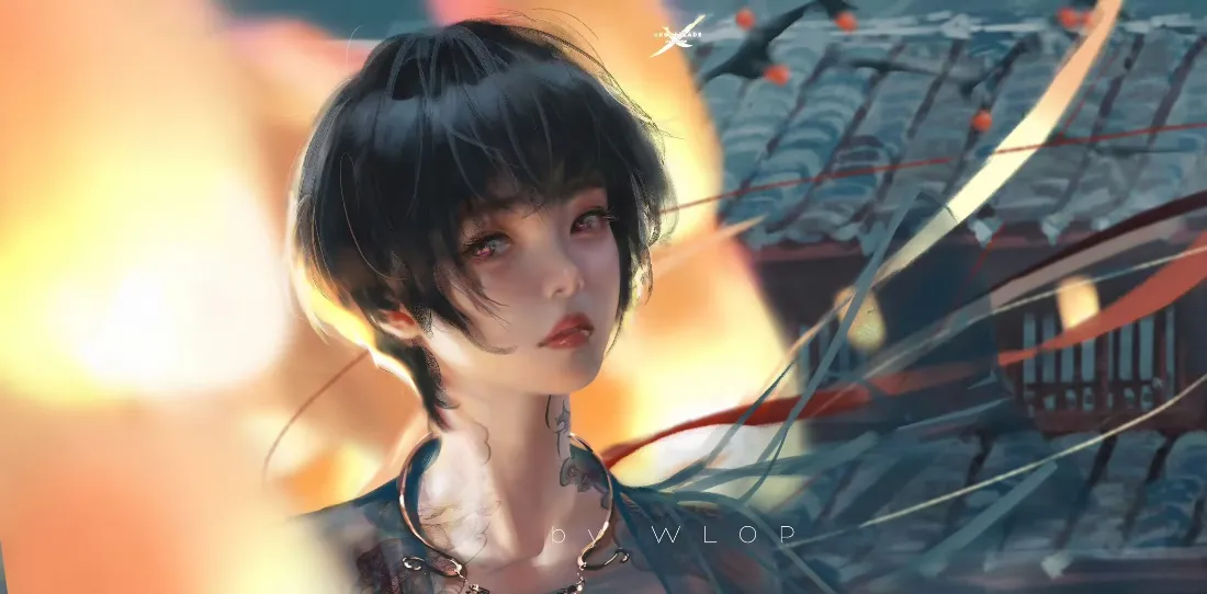2kWLOP鬼刀小绿短发少女壁纸 - 精美背景图「哲风壁纸」