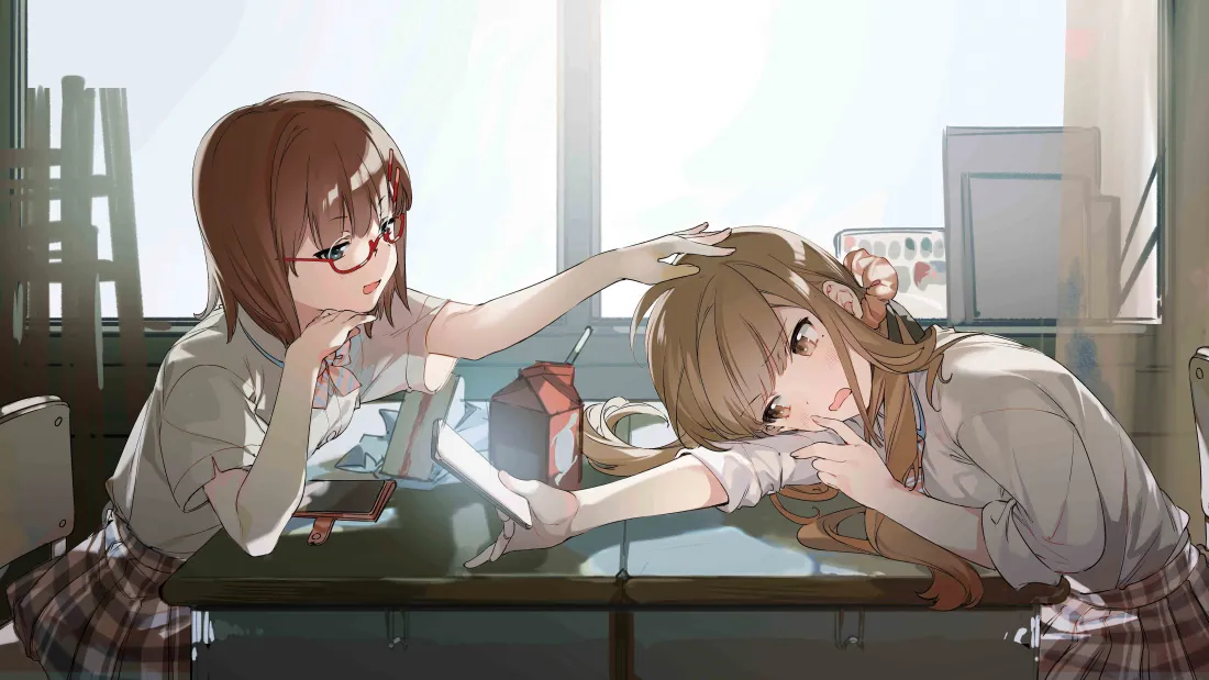 7k少女动漫壁纸｜双生少女互动背景图片 - 唯美风「哲风壁纸」