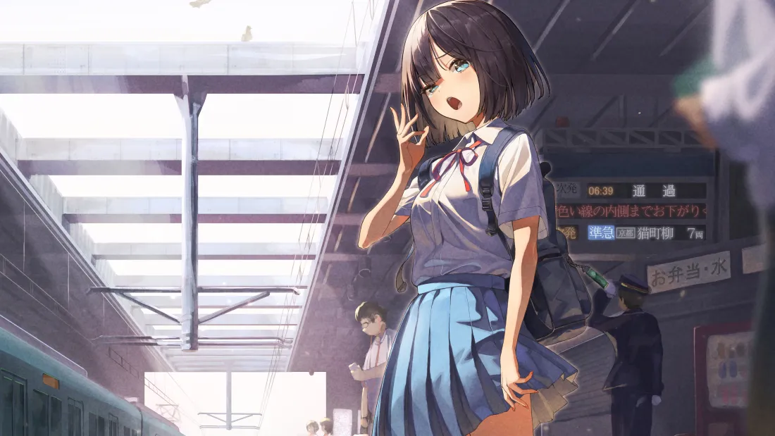 4k少女动漫壁纸｜车站背景图片 - 清新风「哲风壁纸」