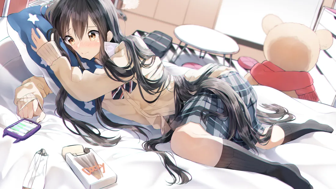 5k少女动漫壁纸｜少女躺卧背景图片 - 唯美风「哲风壁纸」