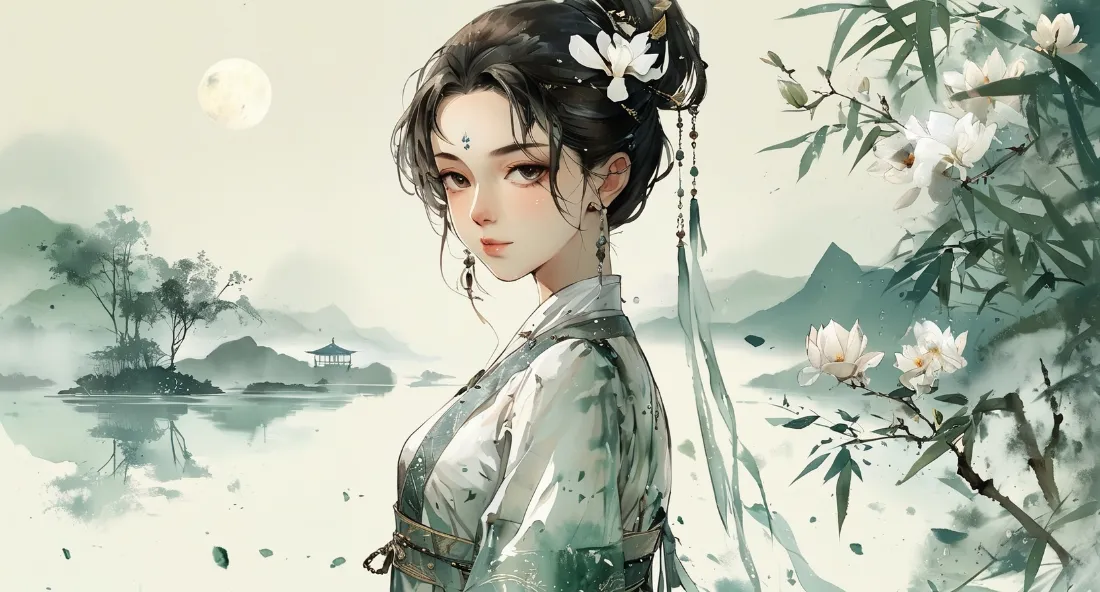 2k美女古风壁纸｜江南河畔背景图片 - 唯美「哲风壁纸」