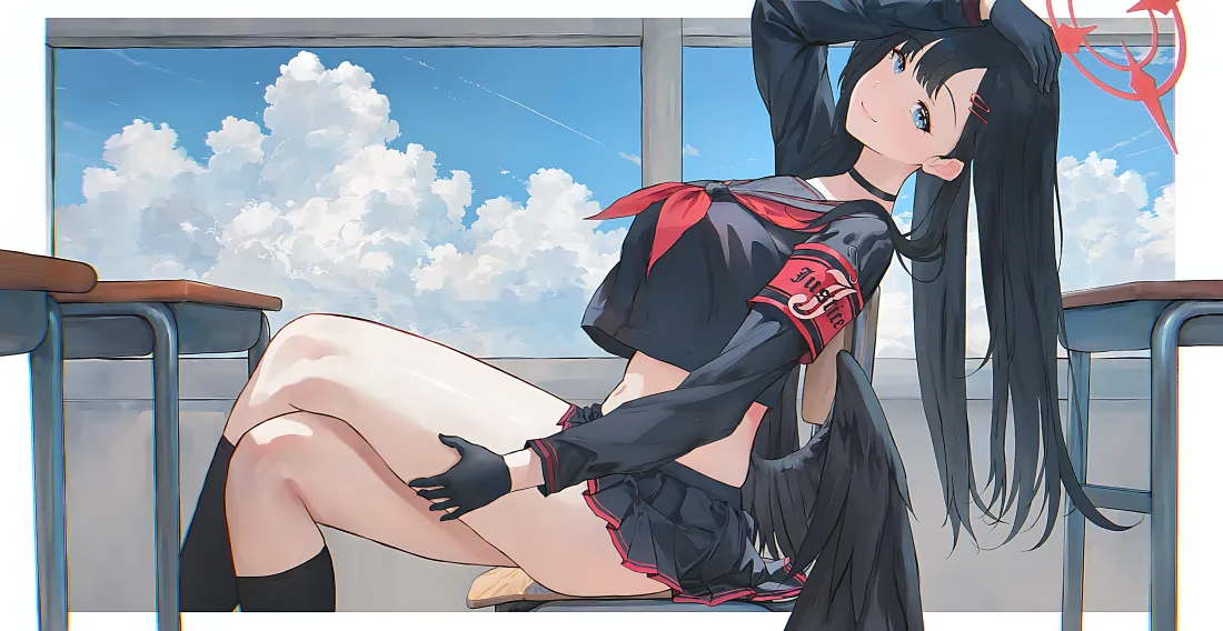 4k动漫少女壁纸｜二次元美少女背景图片 - 唯美坐姿「哲风壁纸」
