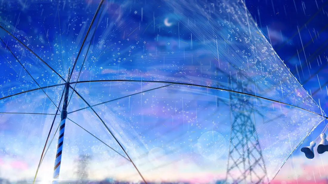 5k雨伞插画｜雨夜背景图片 - 二次元「哲风壁纸」