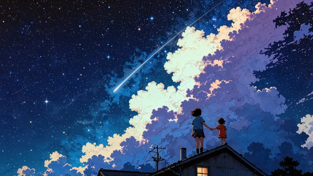 4k星空壁纸｜屋顶背景图片 - 动漫场景「哲风壁纸」
