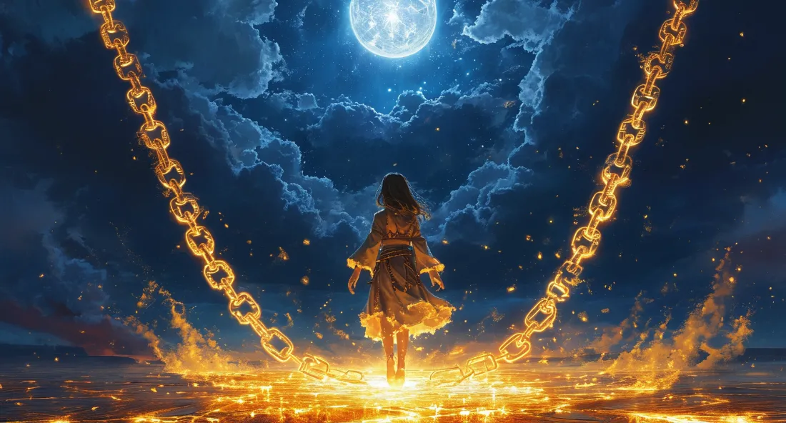 2k月夜魔法少女壁纸｜科幻锁链场景背景图片 - 奇幻「哲风壁纸」