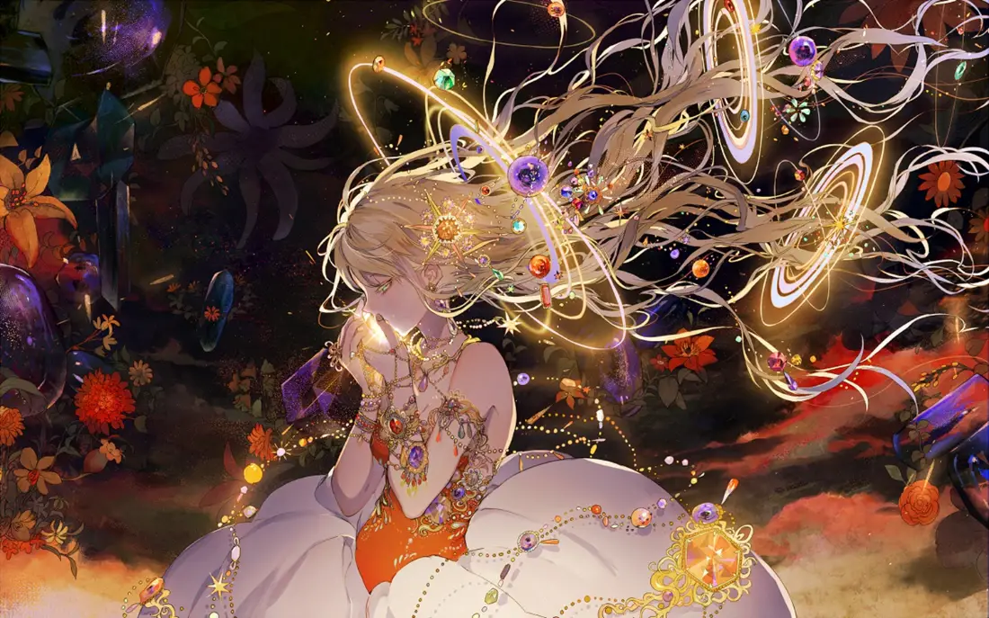 2k幻夜少女壁纸｜魔法藤蔓背景图片 - 二次元「哲风壁纸」