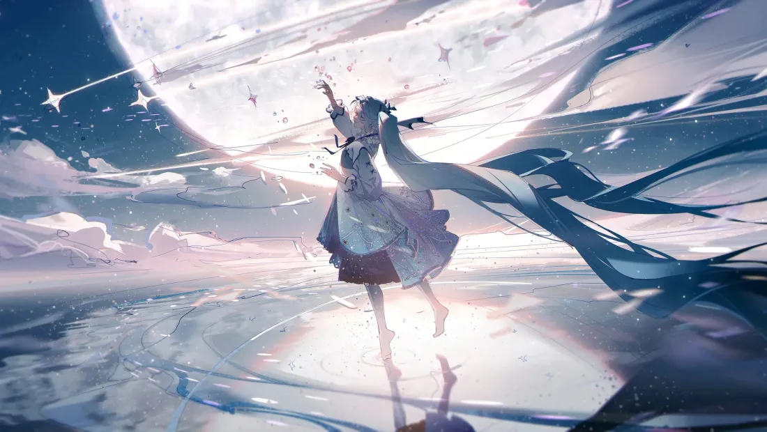 2k初音未来壁纸｜月夜星空背景图片 - 二次元「哲风壁纸」