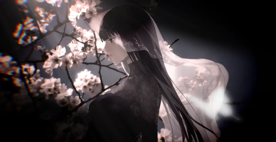 4k樱花少女壁纸｜暗夜背景图片 - 二次元侧脸「哲风壁纸」