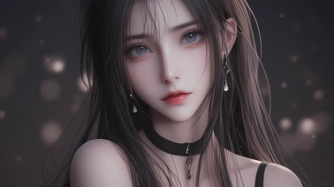 4k(古风美女壁纸｜星空光斑背景图片 - 长发肖像)「哲风壁纸」