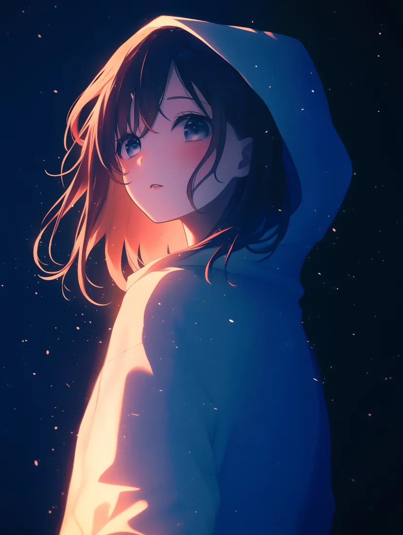 星空少女手机壁纸｜夜幕背景图片 - 二次元美少女「哲风壁纸」