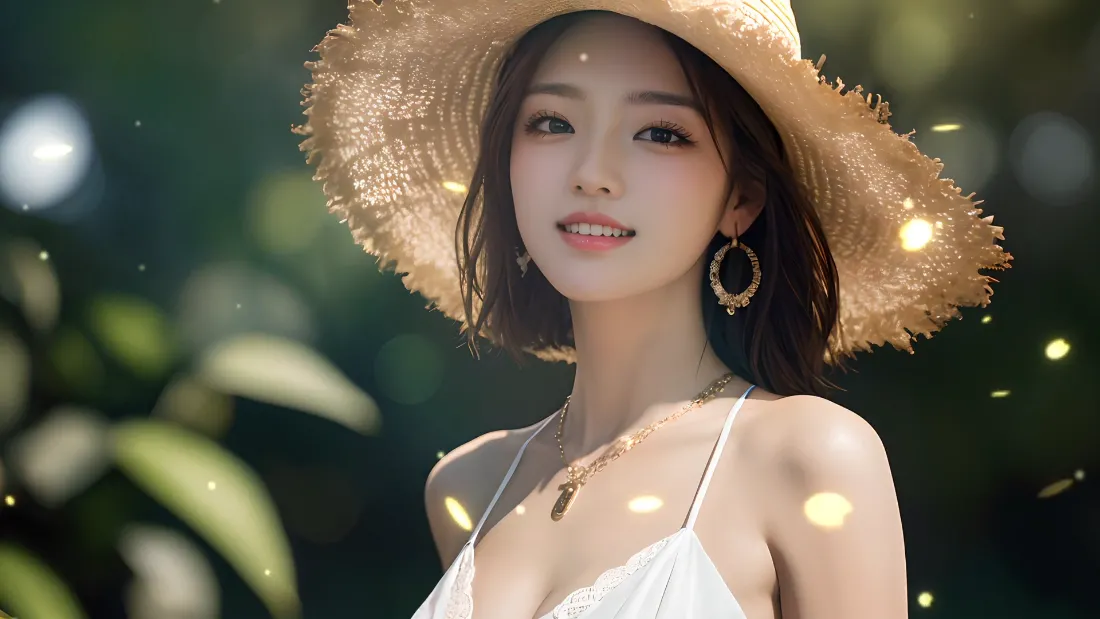 2k草帽少女壁纸｜清新背景图片 - 清纯写真「哲风壁纸」