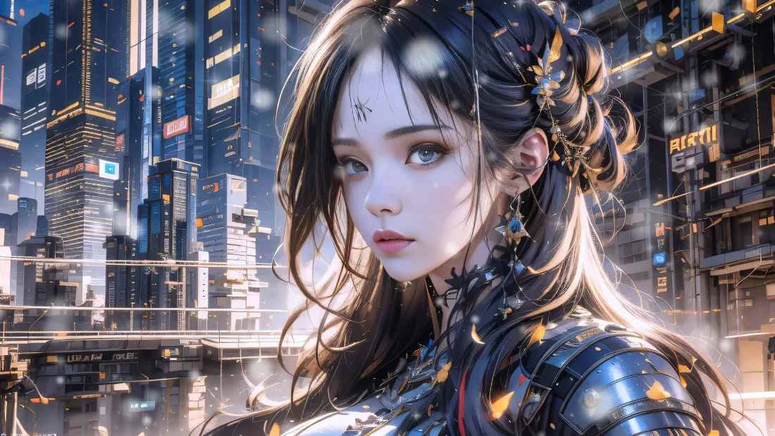2k(朋克美女壁纸｜未来都市背景图片 - 科幻插画)「哲风壁纸」