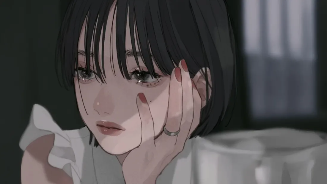 4k黑发少女壁纸｜伤感氛围背景图片 - 动漫「哲风壁纸」