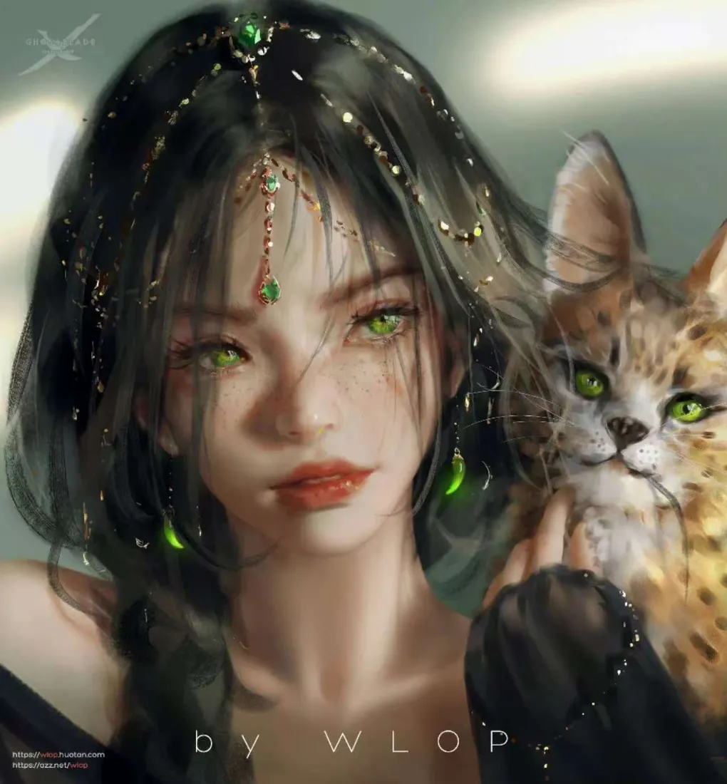 鬼刀手机壁纸｜猫咪少女背景图片 - WLOP「哲风壁纸」